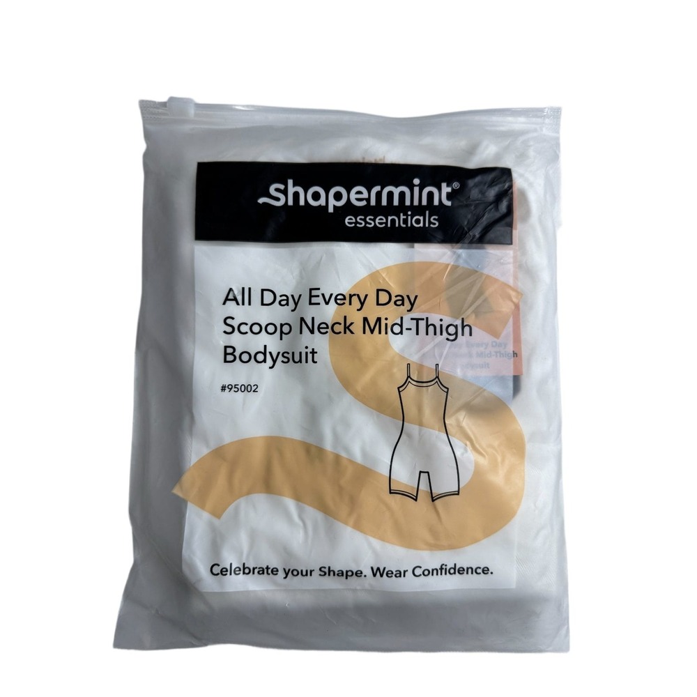 Shapermint Essentials All Day Every Day Scoop Neck Mid-Thigh Bodysuit XL White N